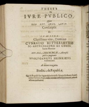 [Disputatio III.] Theses De Iure Publico [...]