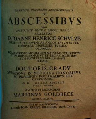Dissertatio inauguralis medico-chirurgica de abscessibus