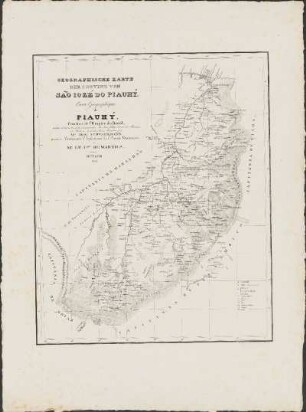 Carte Géographique de Piauhý, Province de l'Empire du Brésil