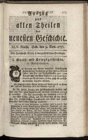 XLV. Nachl. Cob. den 9. Nov. 1757.