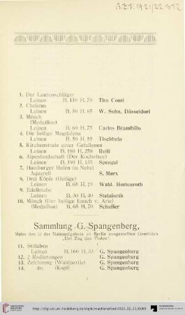 Sammlung G. Spangenberg (Nr. 11-26)