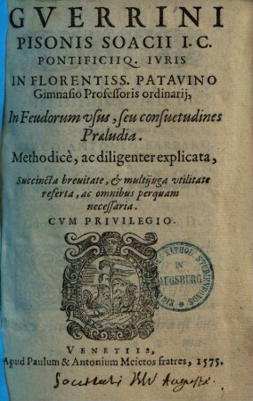 In feudorum usus, seu consuetudines praeludia