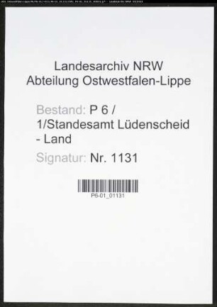 Heiratsregister Standesamt Lüdenscheid-Land