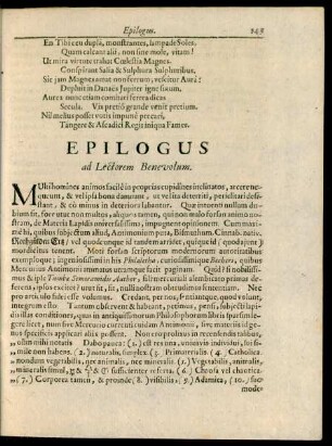 Epilogus ad Lectorem Benevolum.