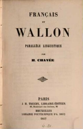 Français et Wallon : parallèle linguistique