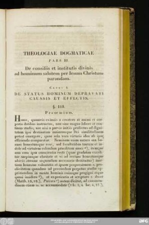 Pars III. De consiliis et institutis divinis ad hominum salutem per Iesum Christum parandam.