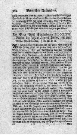 Der Stadt Basel Schulordnung.