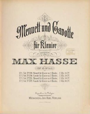 Menuett und Gavotte : für Klavier ; op. 10,1.2, 1