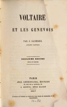 Voltaire et les Genevois