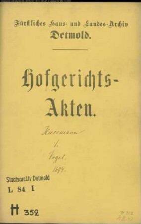 Husemann, Johann zu Wülfer gegen Dr. jur. Heinrich Vogel, Bürgermeister zu Herford - Schuldforderung
