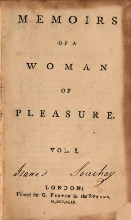 Memoirs Of A Woman Of Pleasure, 1