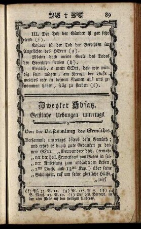 Zweyter Absatz. Geistliche Uebungen untertags.