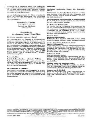 Literaturhinweise des volkseigenen Verlages Volk und Wissen