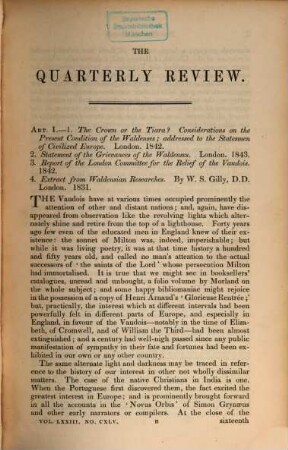 The quarterly review. 73 = No. 145 - 146. 1843/44 (1844)