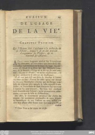 De L'Usage De La Vie.