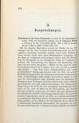 372-373 [Rezension] Feine, Paul, Einleitung in das neue Testament