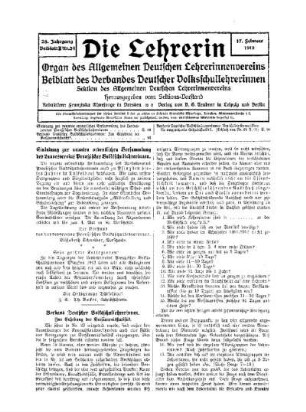 Einladung zur neunten ordentlichen Versammlung des Landesvereins Preußischer Volksschullehrerinnen