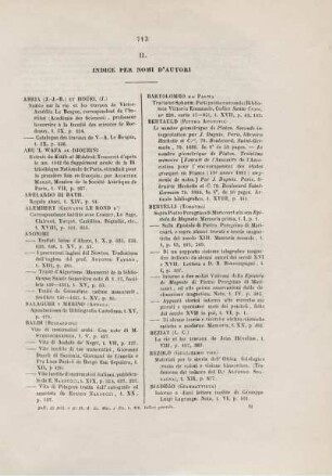II. Indice per nomi d'autori.