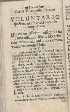 Caput Vigesimum Primum De Voluntario spectato ut est effectus causæ efficientis liberæ.
