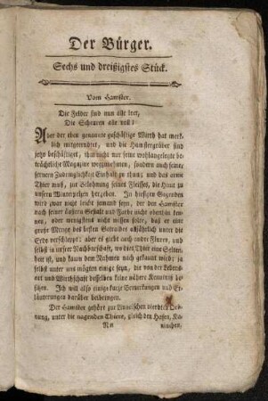 Sechs und dreißigstes Stück. - Acht und dreißigstes Stück.
