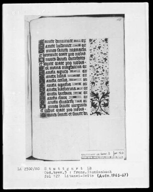 Stundenbuch — Initälchen und Teilbordüre, Folio 127recto