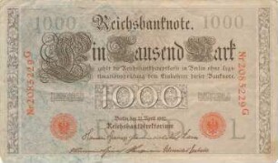 Zahlungsmittel / Reichsbanknote / Ein Tausend Mark