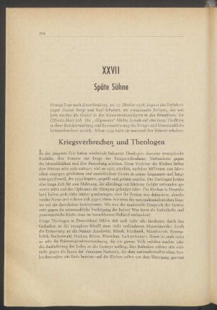 XXVII Späte Sühne