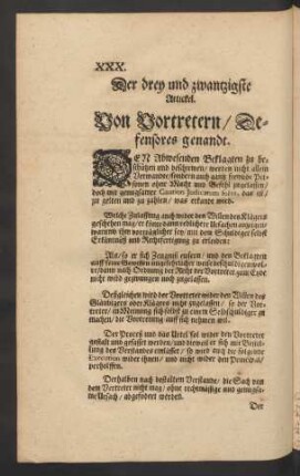 Der drey und zwantzigste Artickel. Von Vortretern/ Defensores genandt.