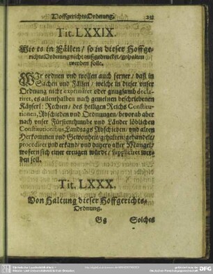 Tit. LXXX. Von Haltung dieser Hoffgerichts-Ordnung