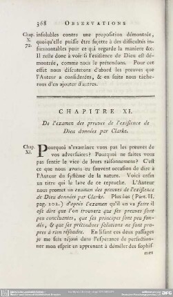 Chapitre XI. De l´examen des preuves de l´existence de Dieu données par Clarke