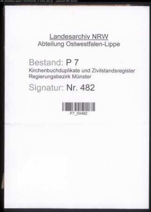 Zivilstandsregister von Borken (T 1813, Band 2). (Gemeinde: Borken, Kreis Borken)