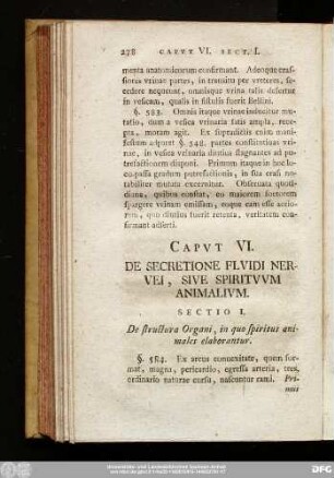 Caput VI. De Secretione Fluidi Nervei, Sive Spirituum Animalium.
