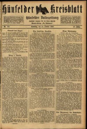 Ausgabe vom Samstag, den 20. Oktober 1923.