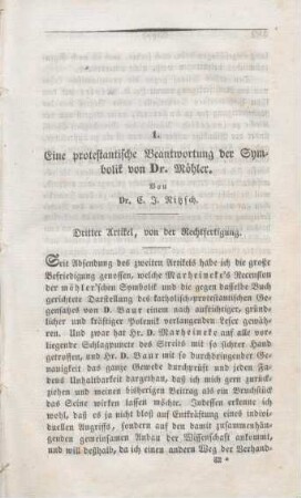 481-521 Eine protestantische Beantwortung der Symbolik von Dr. Möhler