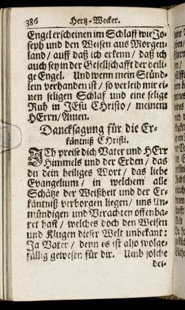Dancksagung für die Erkäntniß Christi.