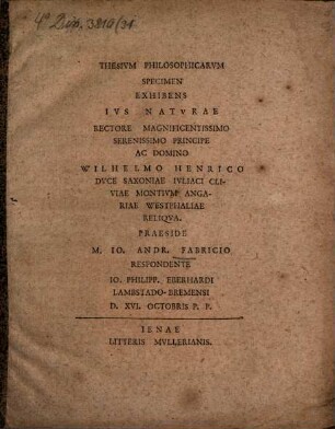 Thesium philosophicarum specimen exhibens ius naturae