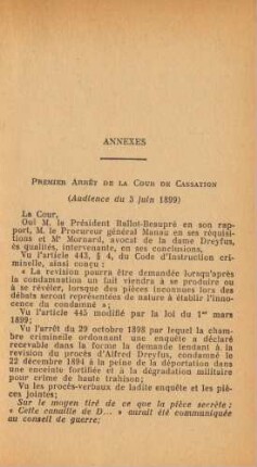 Premier Arrêt De La Cour De Cassation (Audience du 3 juin 1899)