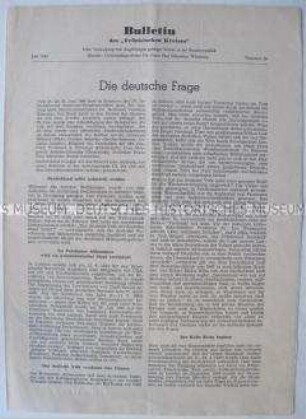 Informationsblatt des "Fränkischen Kreises" u.a. zur "deutschen Frage"