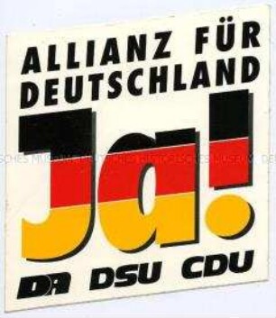 Aufkleber der "Allianz für Deutschland" zur Volkskammerwahl 1990 in der DDR