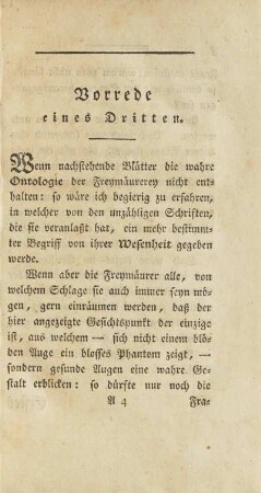 Vorrede eines Dritten