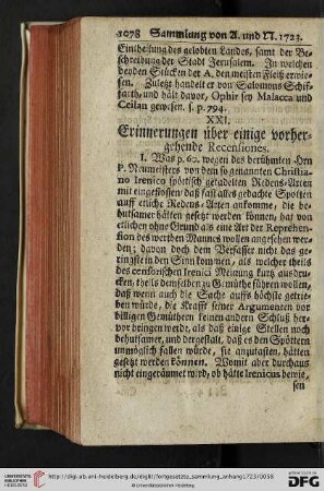 [XXI. Erinnerungen über einige vorhergehende Recensiones – XXX. Sämtliche Glieder Rev. Ministerii zu Regenspurg]