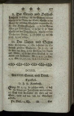 DCXXIX. Am XXIII. Sonnt. nach Trinit. Epistel.