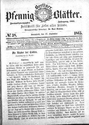 No. 38, Sonnabend, den 16. September