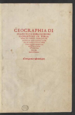 Geographia. Mit Beig. von Marsilius Ficinus