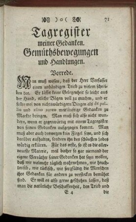 Tagregister meiner Gedanken. Gemüthsbewegungen und Handlungen.