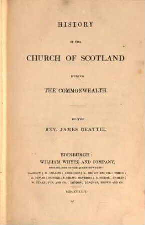 History of the Church of Scotland during the Commonwealth