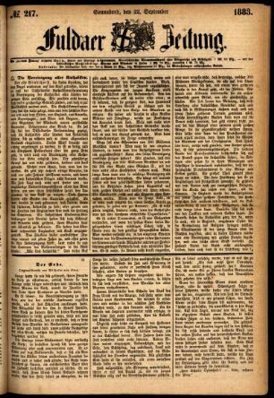 Ausgabe vom Samstag, den 22. September 1883.