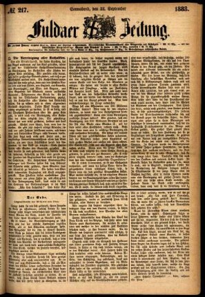 Ausgabe vom Samstag, den 22. September 1883.
