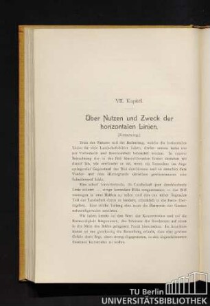 VII. Kapitel. Über Nutzen und Zweck der horizontalen Linien.