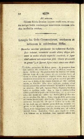 Liturgia seu Ordo Ceremoniarum, orationum et lectionum in celebratione Missae.